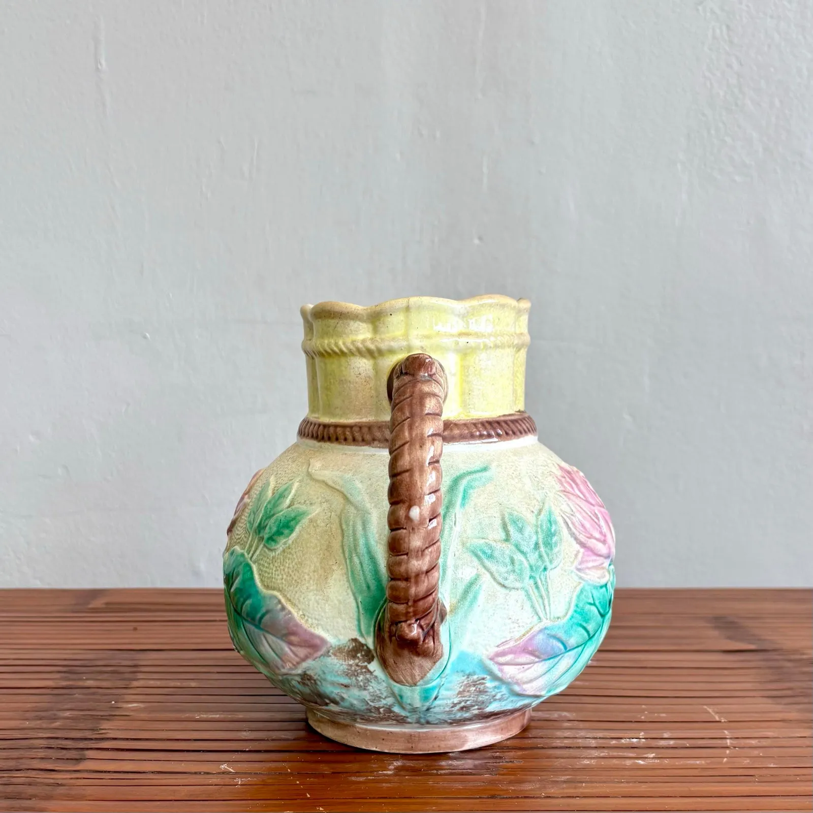 Vintage Regency Floral Ceramic Pitcher — additional photo 2