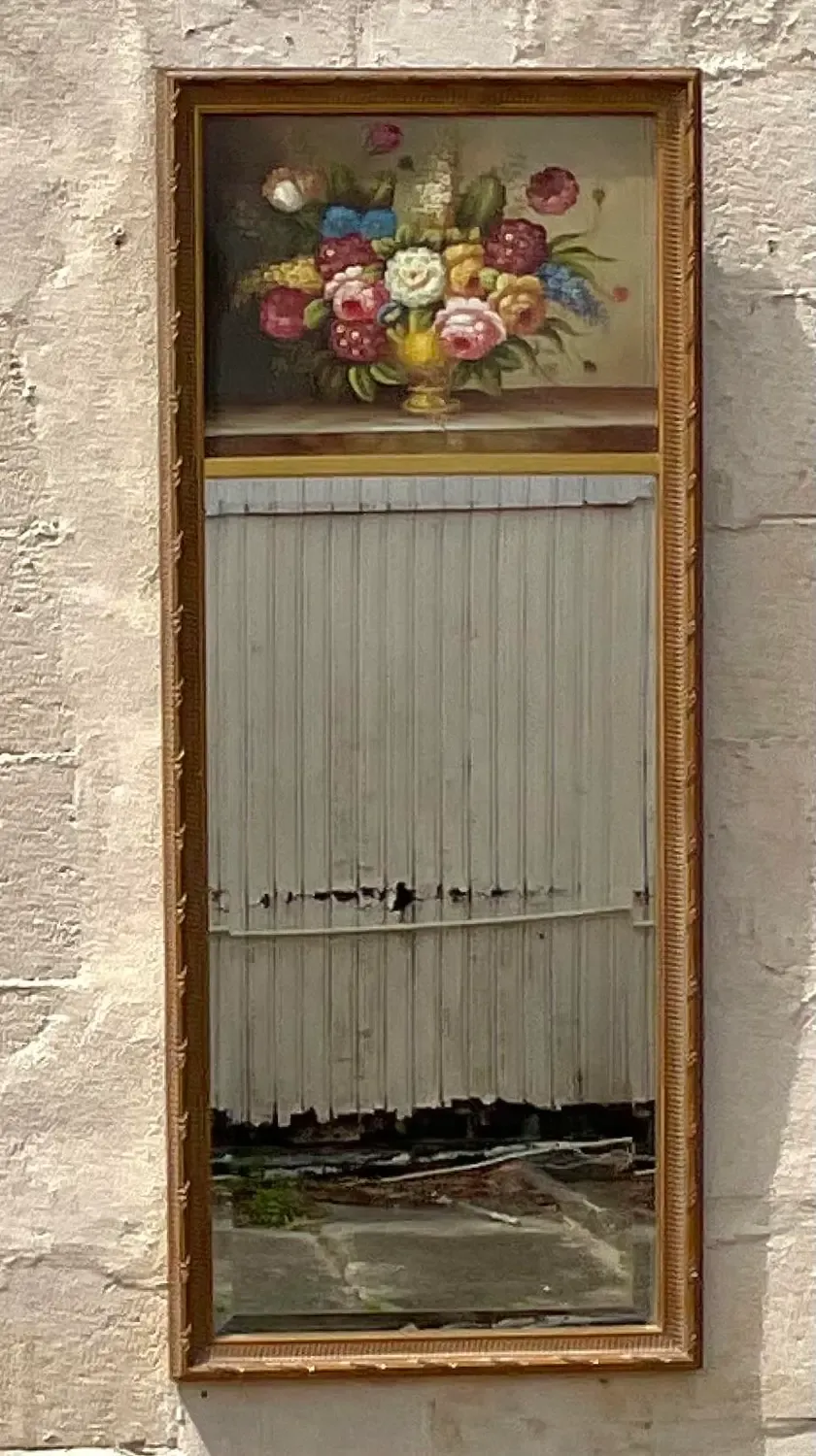 Vintage Regency Floral Trumeau Mirror