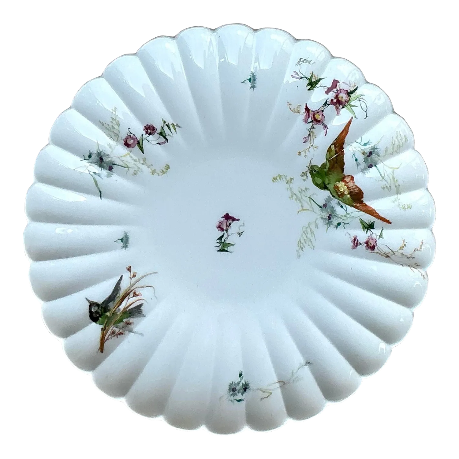 Vintage Regency Fluted Birds Cake Plate — additional photo 2