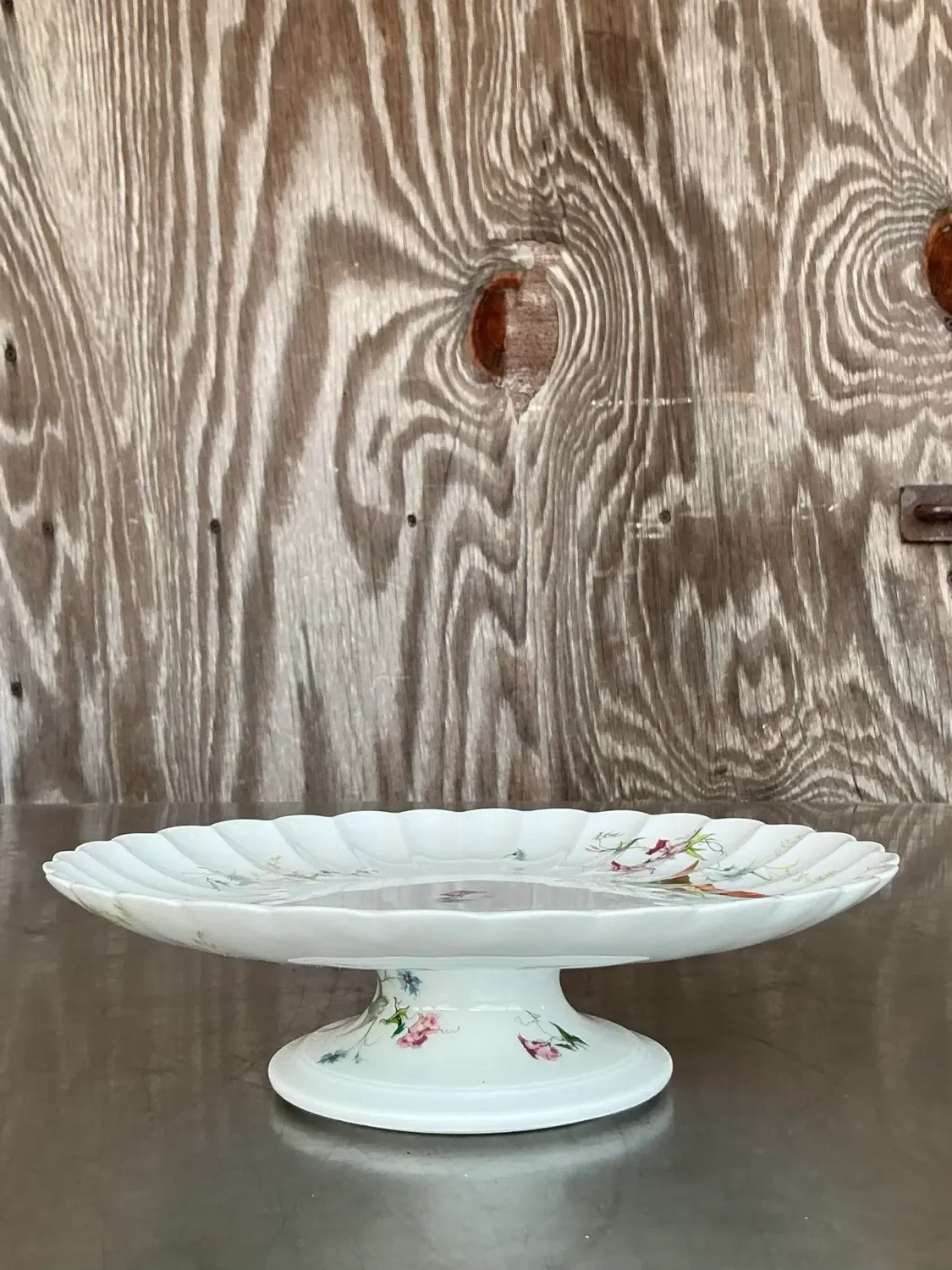 Vintage Regency Fluted Birds Cake Plate — additional photo 8