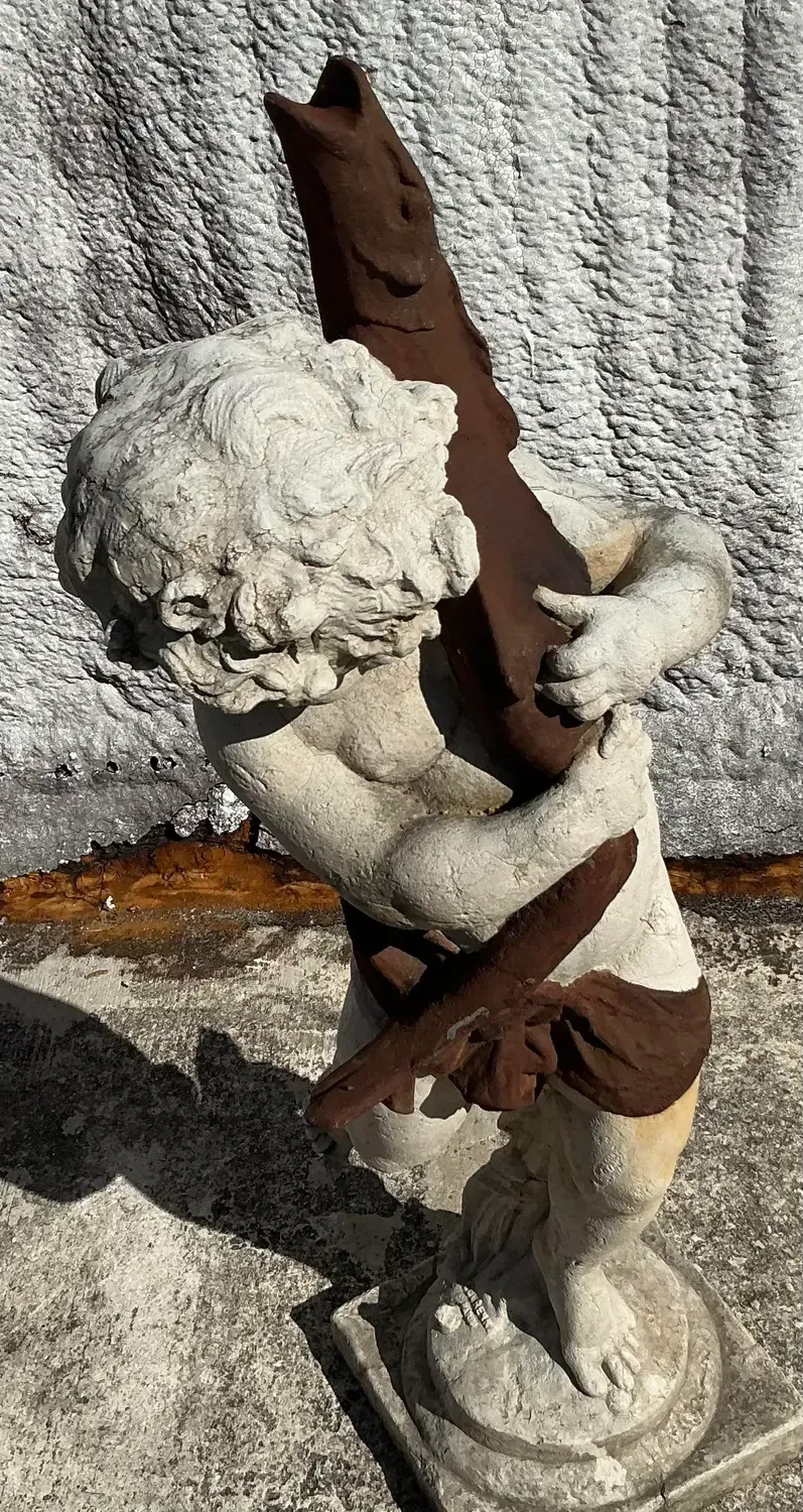 Vintage Regency French Cement Over Fiberglass Figural Statue