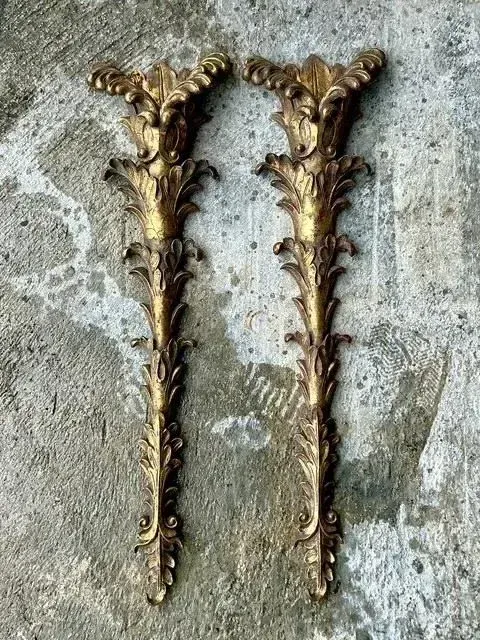 Vintage Regency Gesso Over Plaster Wall Pockets - a Pair — additional photo 7