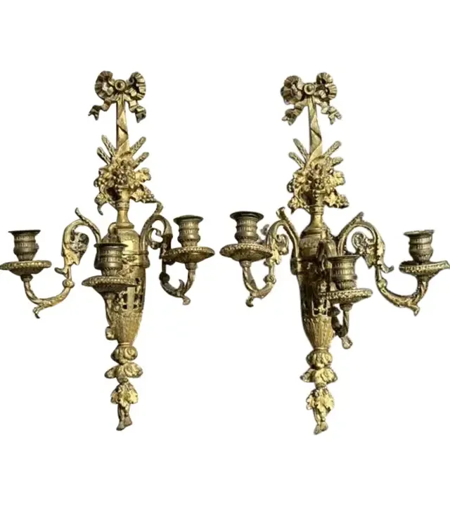 Vintage Regency Gilt Candle Sconces - a Pair