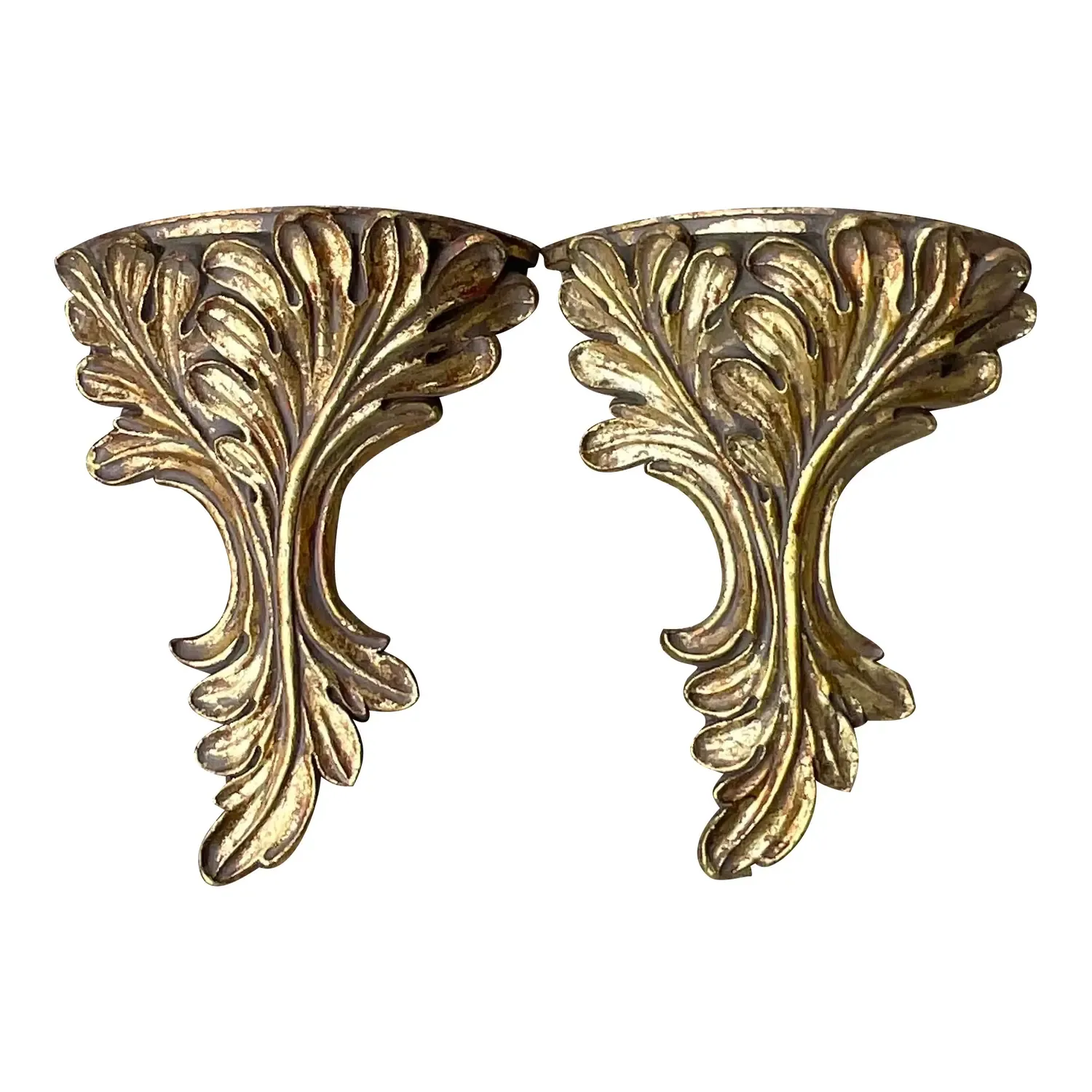 Vintage Regency Gilt Laurel Brackets - a Pair