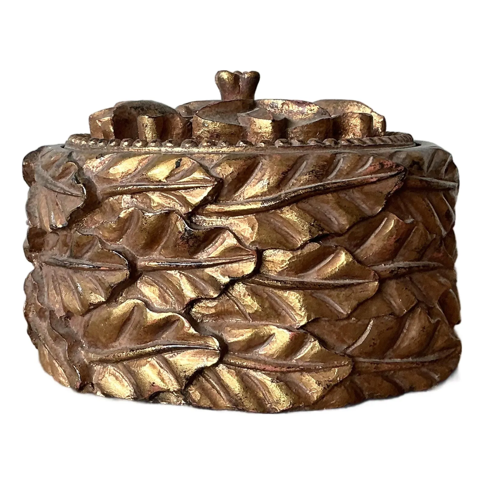 Vintage Regency Gilt Leaves Lidded Bowl — additional photo 1