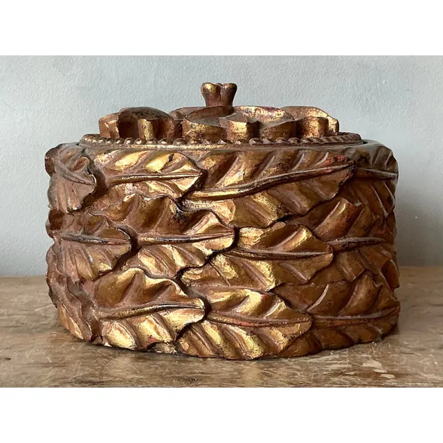 Vintage Regency Gilt Leaves Lidded Bowl — additional photo 4