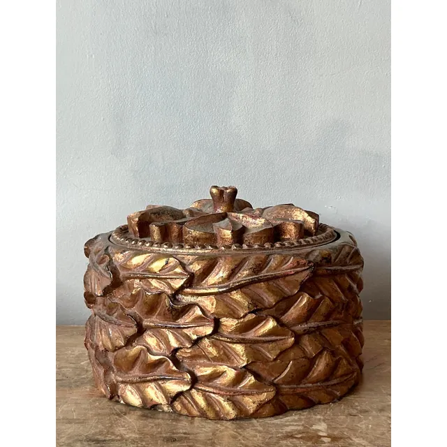 Vintage Regency Gilt Leaves Lidded Bowl — additional photo 6