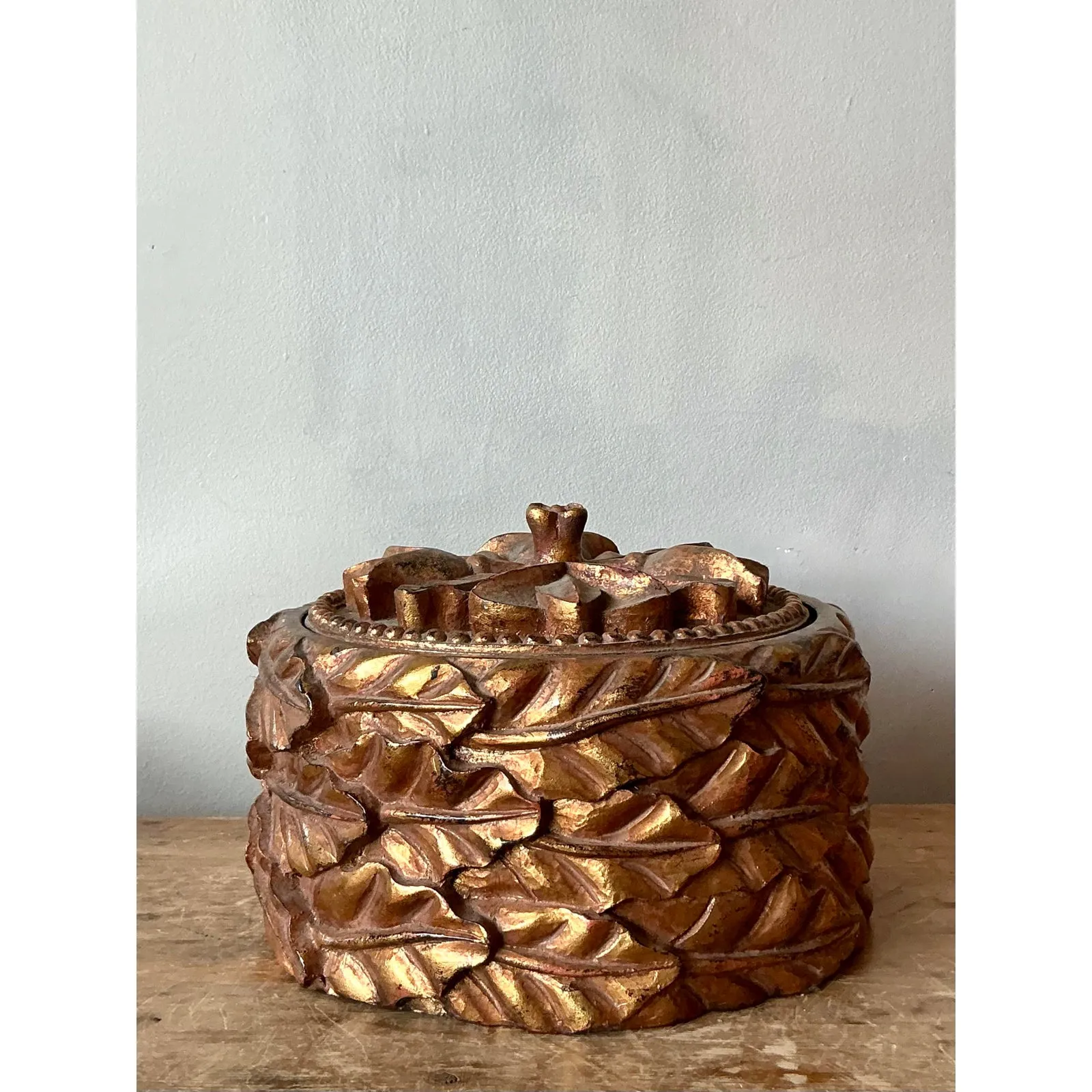 Vintage Regency Gilt Leaves Lidded Bowl — additional photo 7