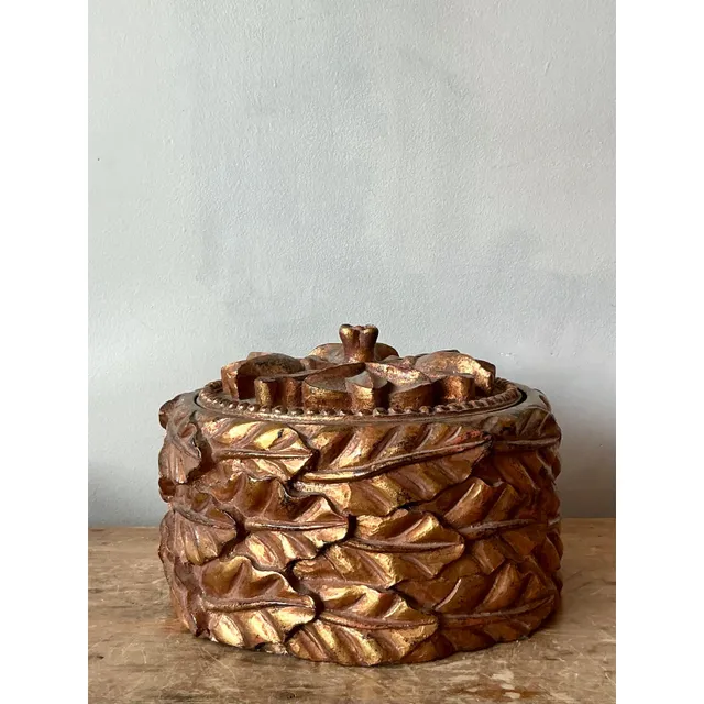 Vintage Regency Gilt Leaves Lidded Bowl — additional photo 7