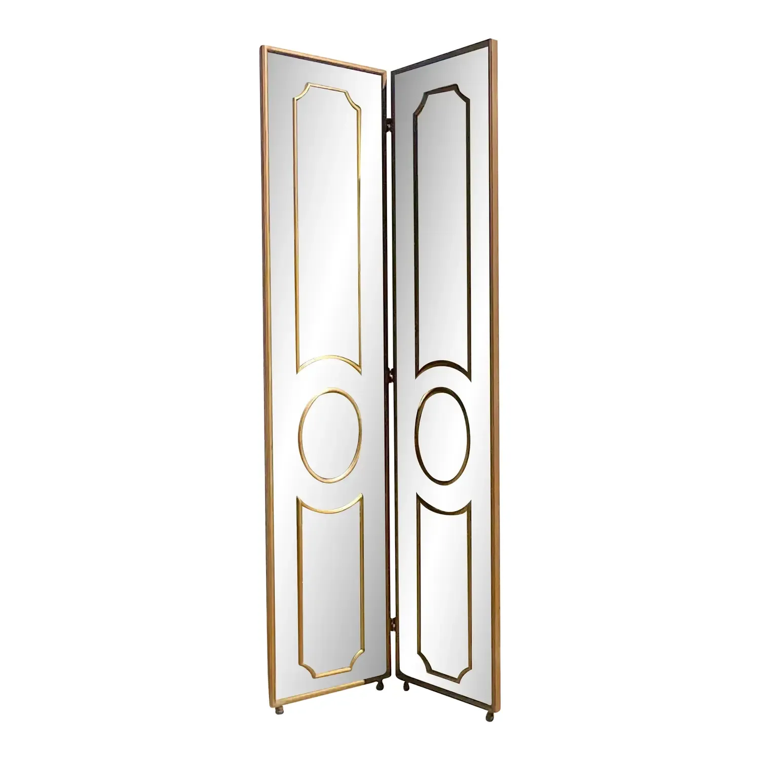 Vintage Regency Gilt Mullion Smoked Mirror Folding Screen
