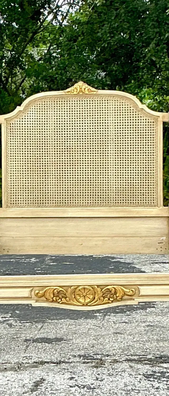 Vintage Regency Gilt Tipped Cane Twin Bedframe
