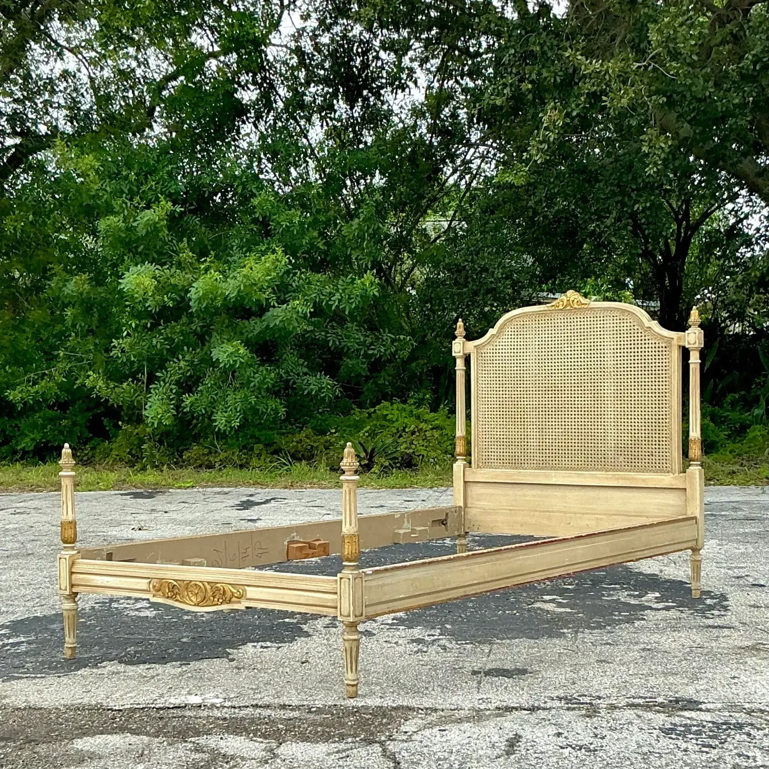 Vintage Regency Gilt Tipped Cane Twin Bedframe — additional photo 1