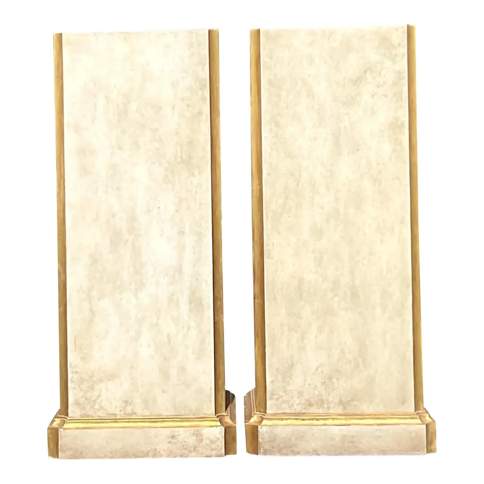 Vintage Regency Gilt Tipped Gessoed Pedestals - a Pair
