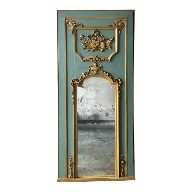 Vintage Regency Gilt Tipped Trumeau Mirror — additional photo 1