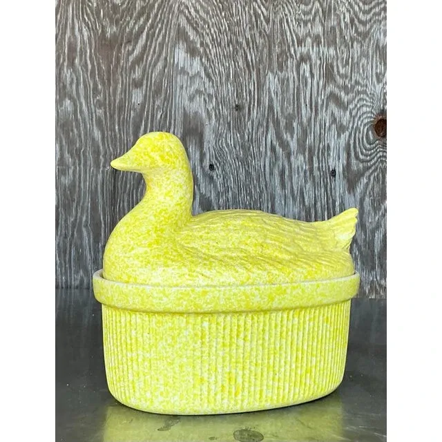 Vintage Regency Glazed Ceramic Duck Casserole Dish — additional photo 2