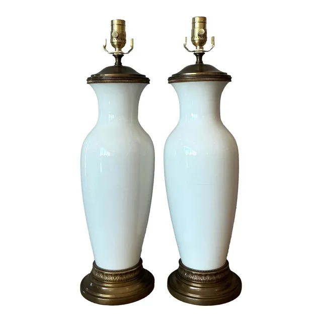 Vintage Regency Glazed Ceramic Lamps - A Pair — additional photo 1