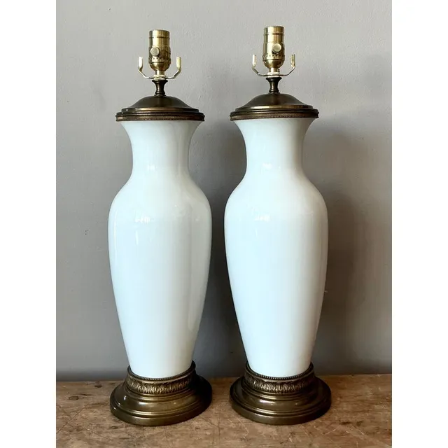Vintage Regency Glazed Ceramic Lamps - A Pair — additional photo 2