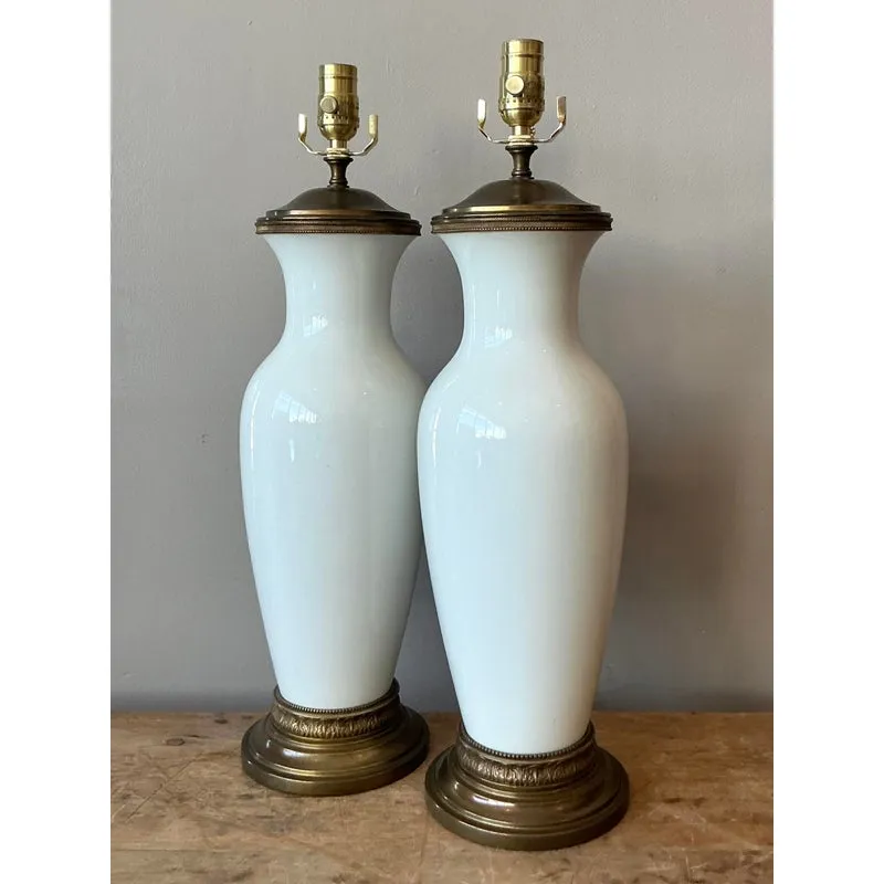 Vintage Regency Glazed Ceramic Lamps - A Pair — additional photo 4