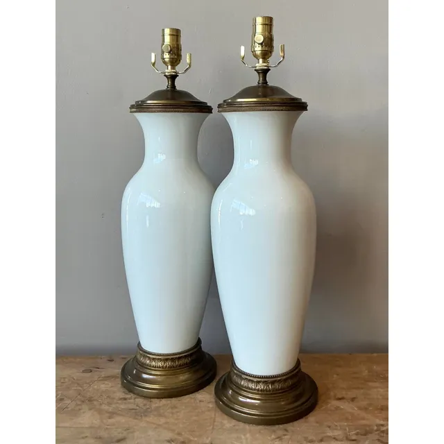Vintage Regency Glazed Ceramic Lamps - A Pair — additional photo 8