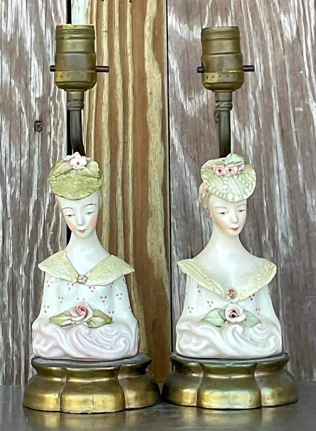 Vintage Regency Glazed Ceramic Lamps After Cordey - a Pair — additional photo 2