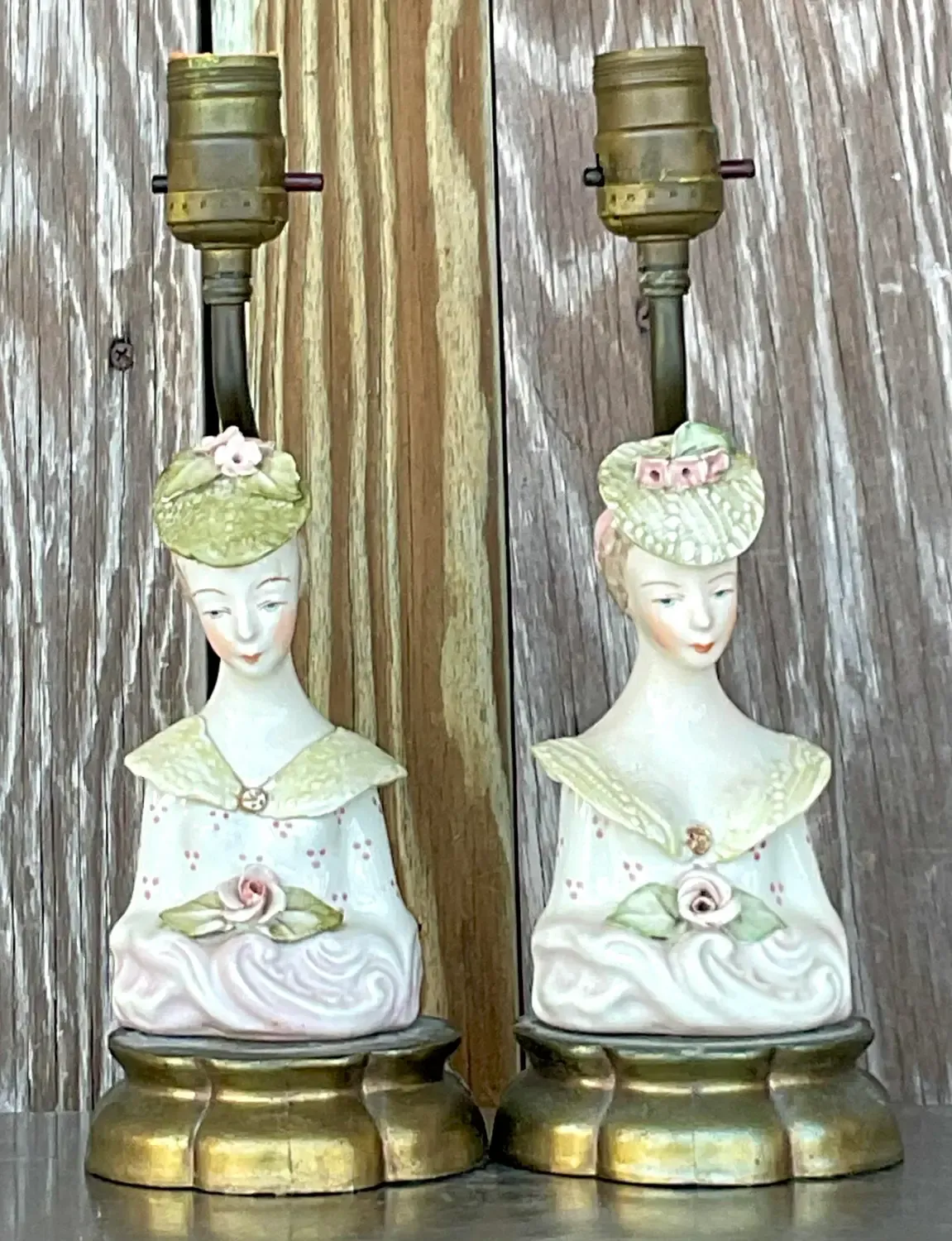 Vintage Regency Glazed Ceramic Lamps After Cordey - a Pair — additional photo 5