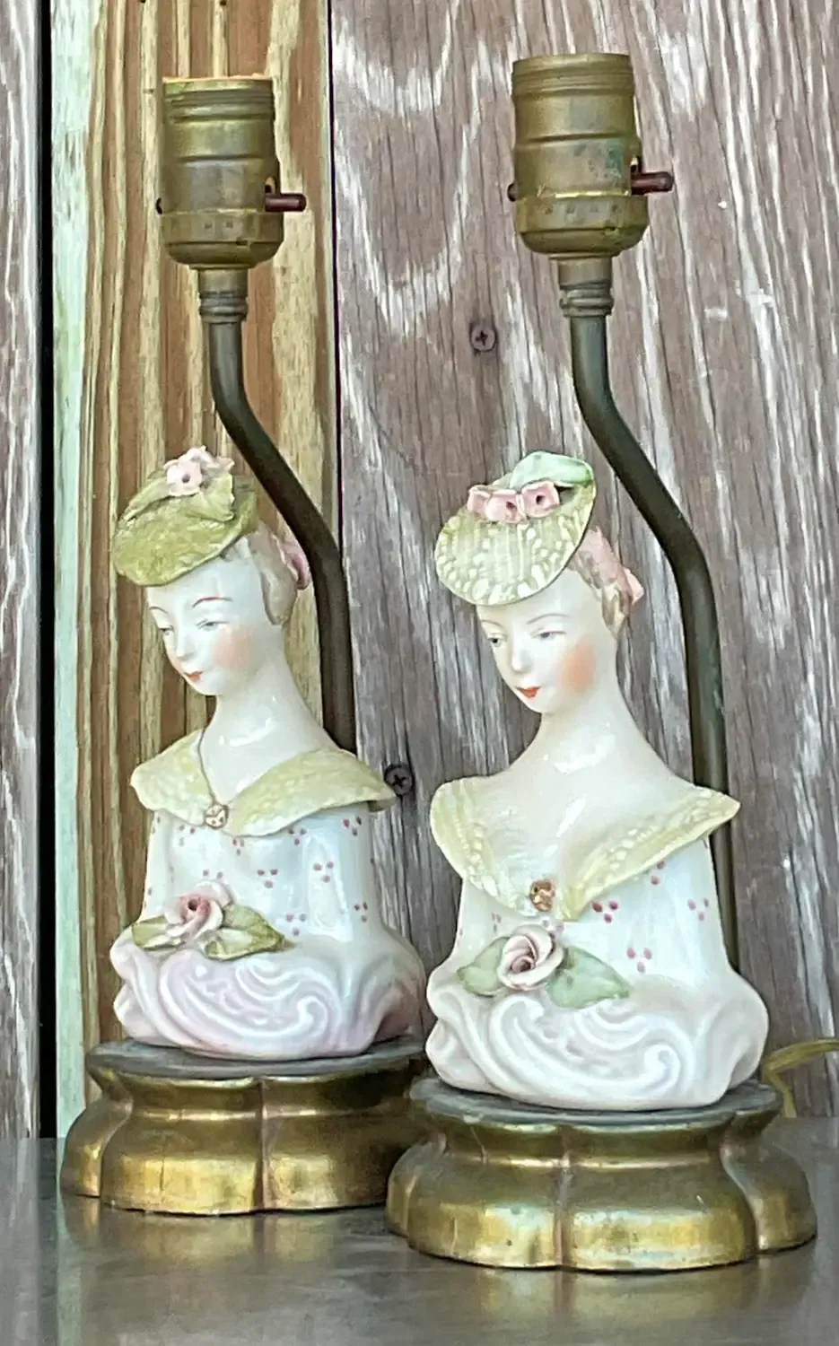 Vintage Regency Glazed Ceramic Lamps After Cordey - a Pair — additional photo 6