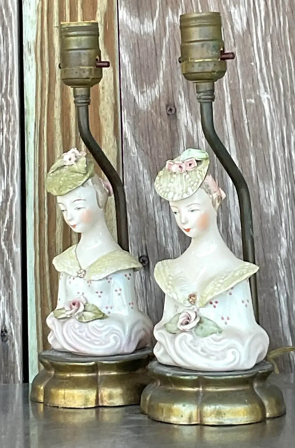 Vintage Regency Glazed Ceramic Lamps After Cordey - a Pair — additional photo 7