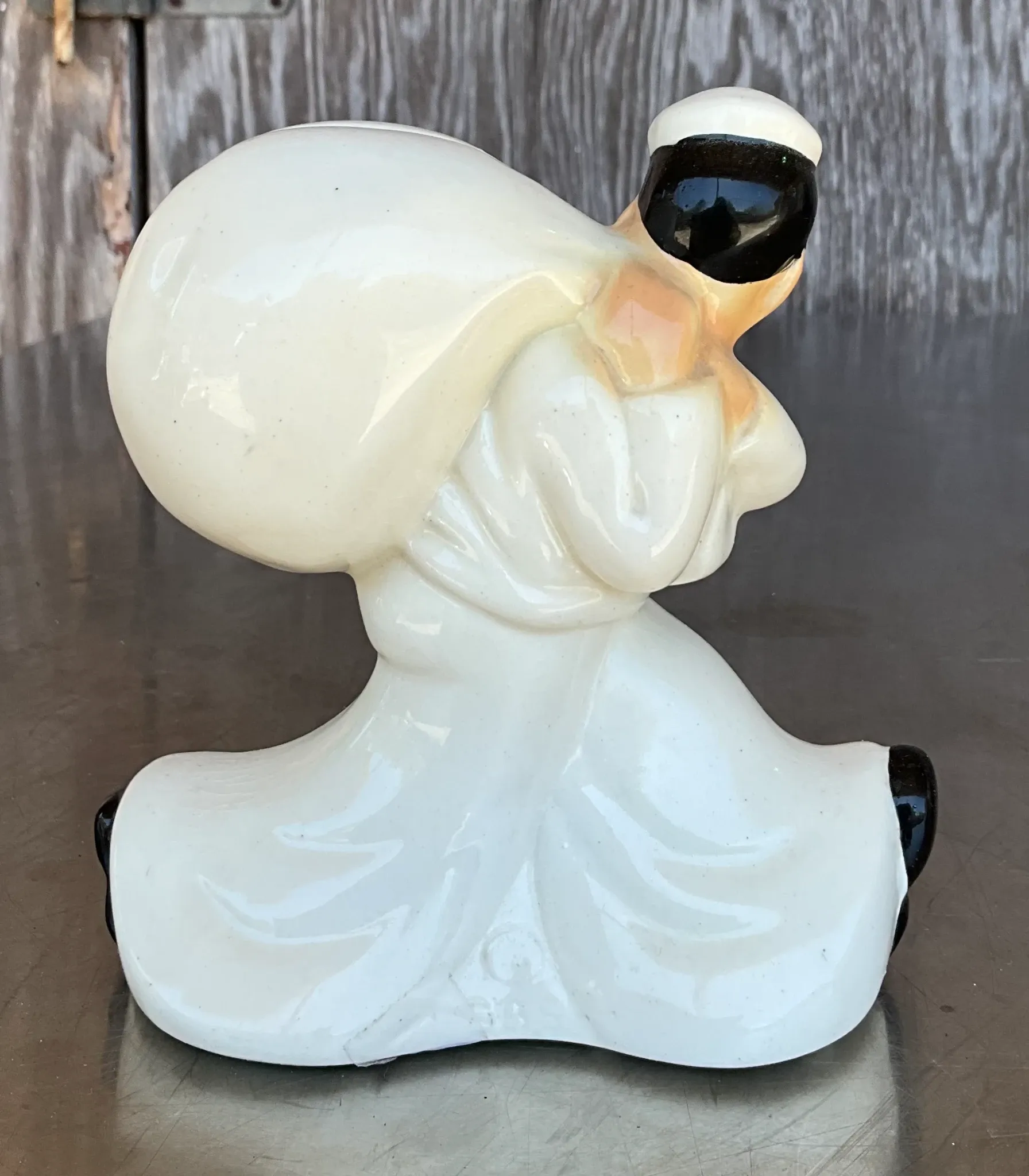 Vintage Regency Glazed Ceramic Navy Sailor Coin Bank — additional photo 2