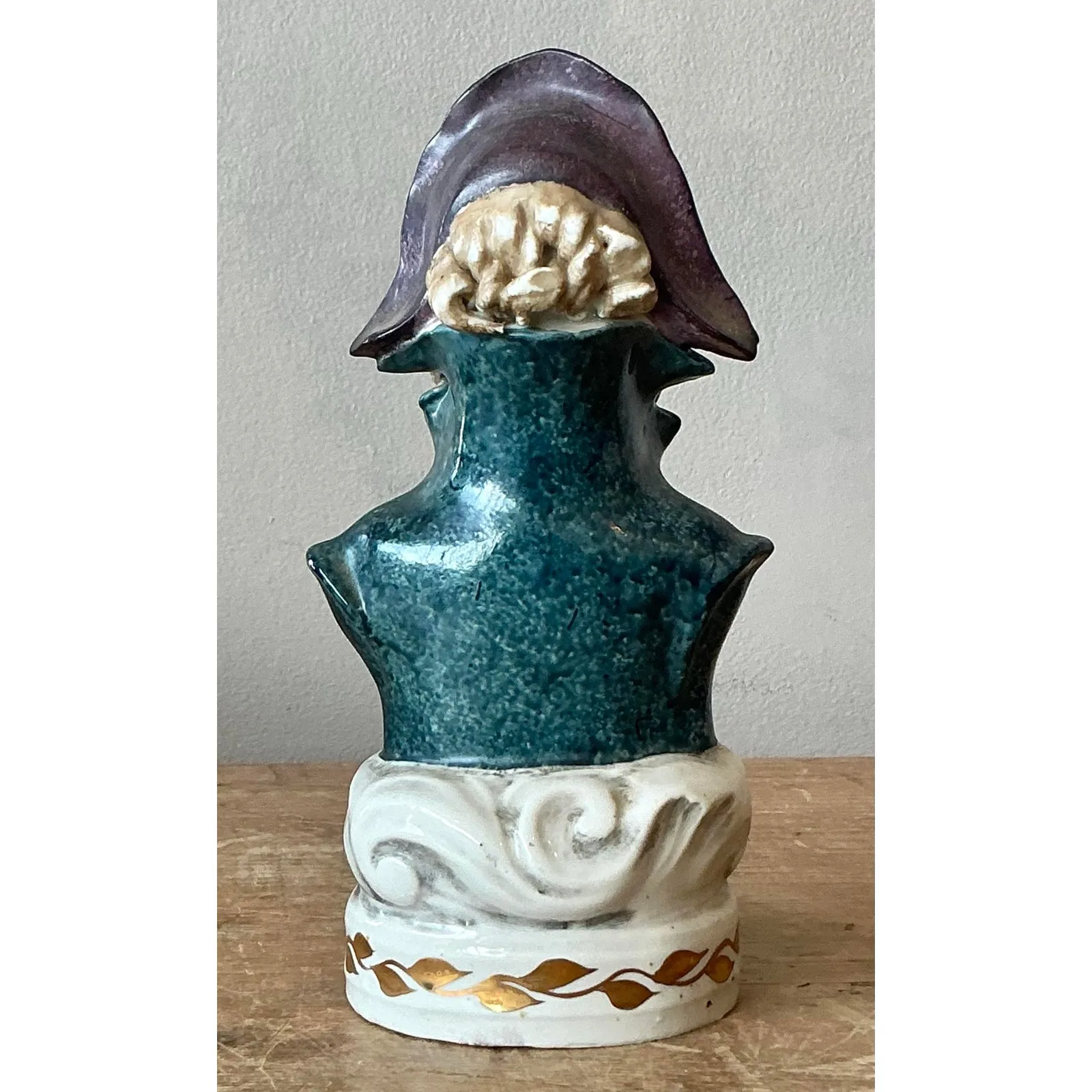 Vintage Regency Glazed Porcelain Bust of Officer