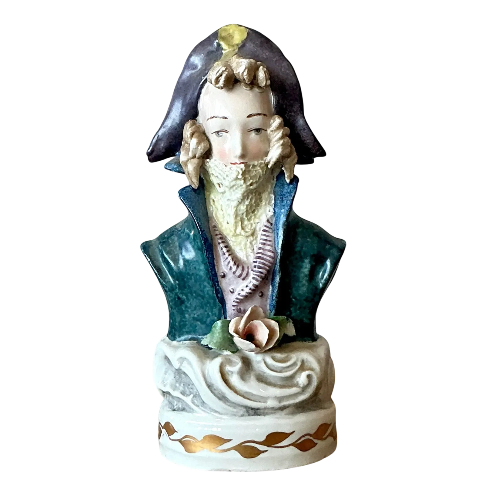 Vintage Regency Glazed Porcelain Bust of Officer — additional photo 1