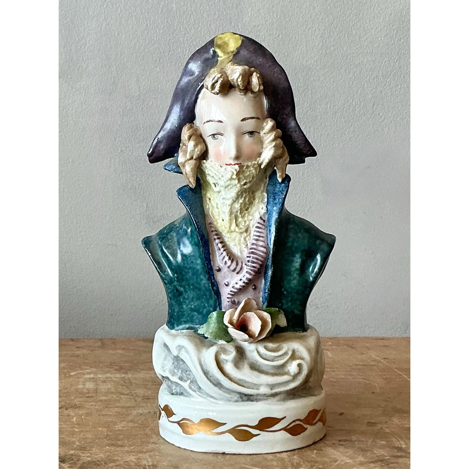 Vintage Regency Glazed Porcelain Bust of Officer — additional photo 3