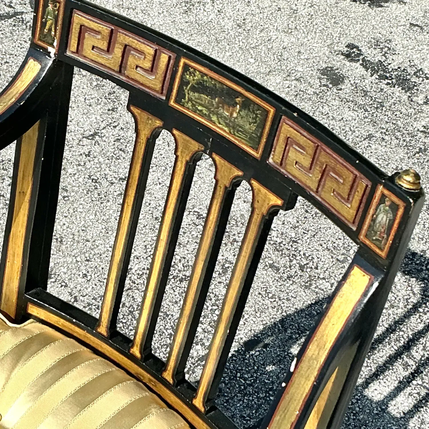 Vintage Regency Greek Key Hand Painted Cane Chair — additional photo 6