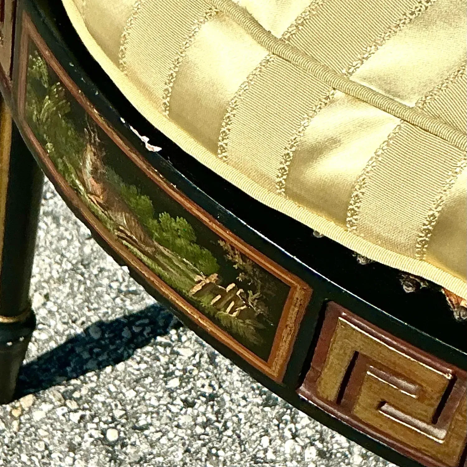 Vintage Regency Greek Key Hand Painted Cane Chair — additional photo 7