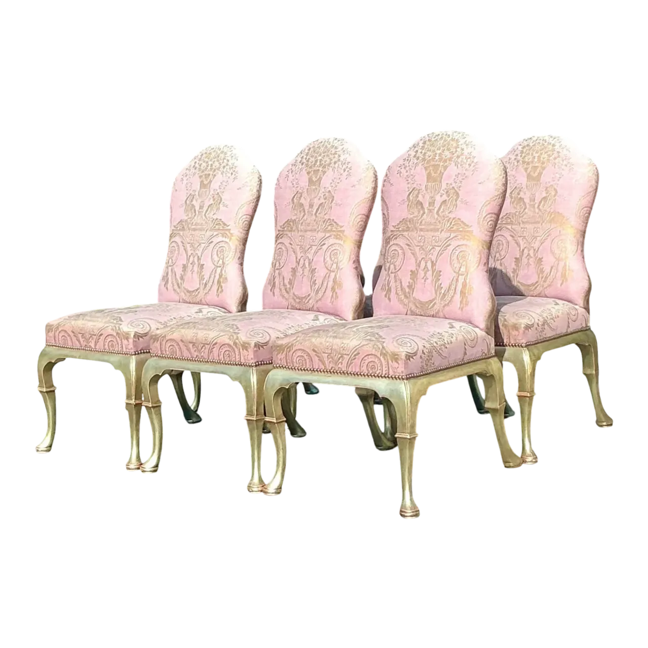 Vintage Regency Gregorius Pineo Dining Chairs in Fortuny Upholstery - Set of 6