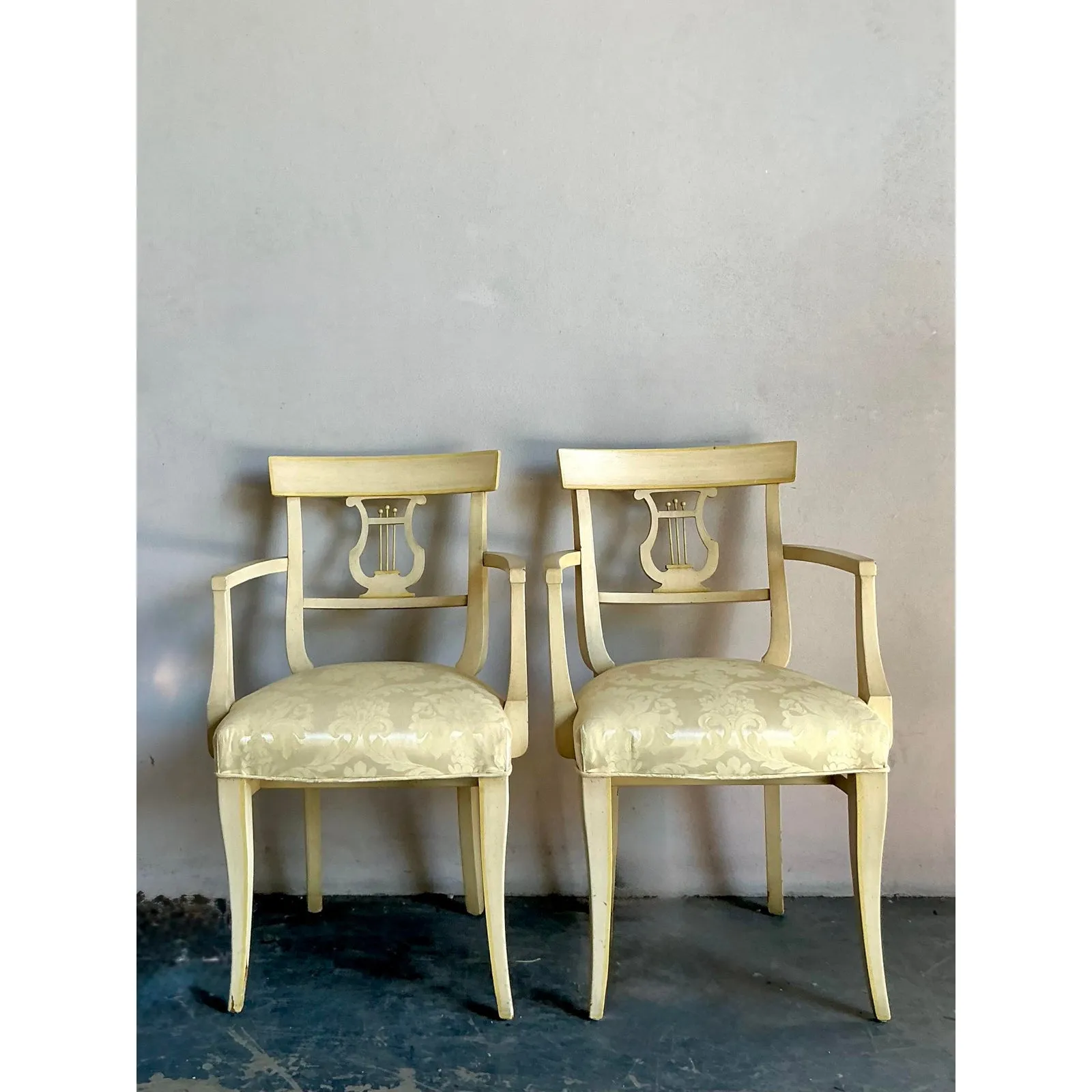 Vintage Regency Grosfeld House Lyre Back Klismos Chairs - A Pair — additional photo 3