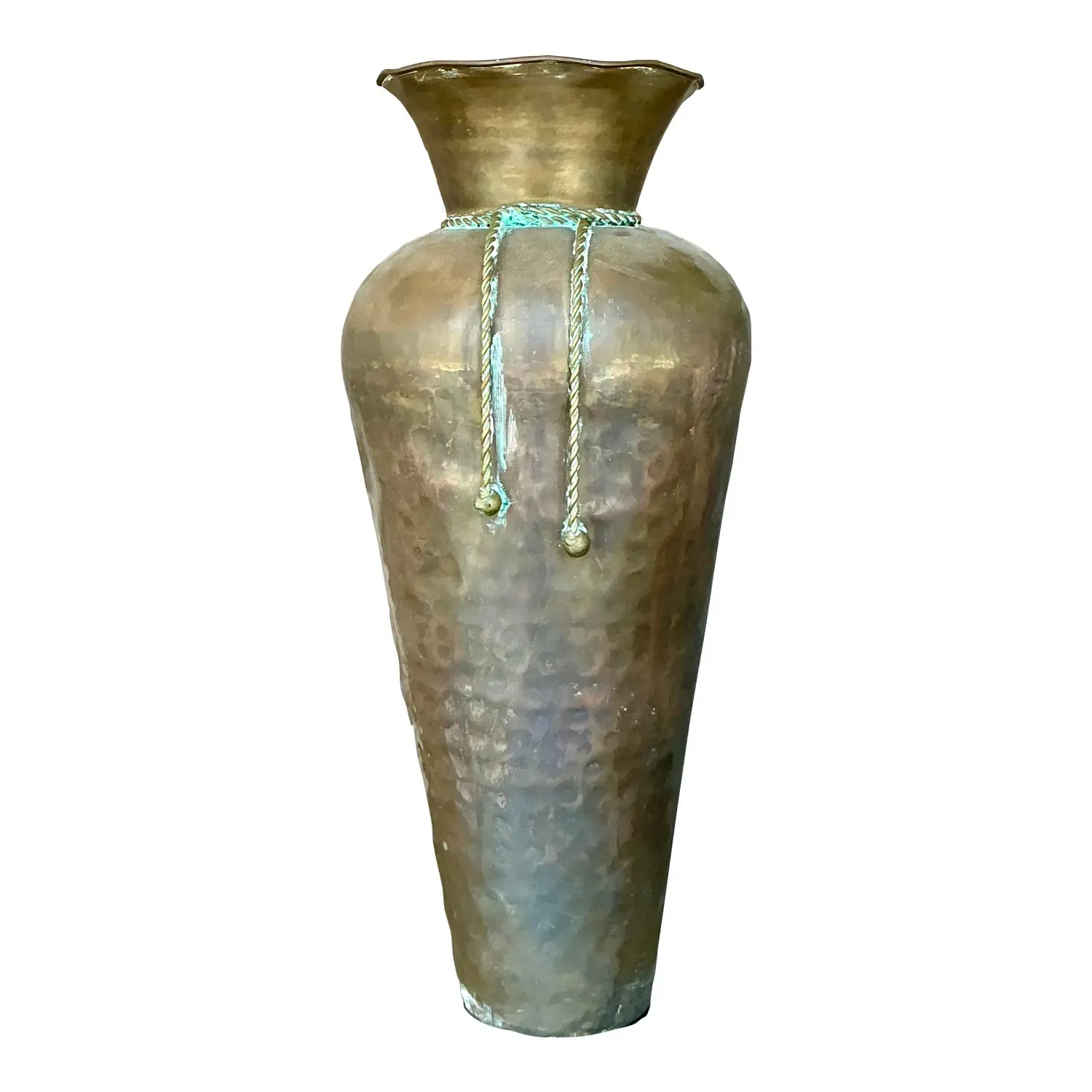 Vintage Regency Hammered Brass Tall Vase — additional photo 1
