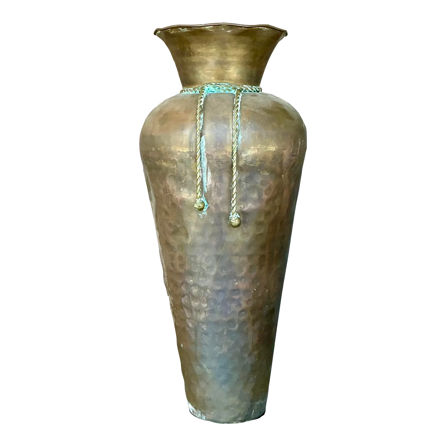 Vintage Regency Hammered Brass Tall Vase — additional photo 2