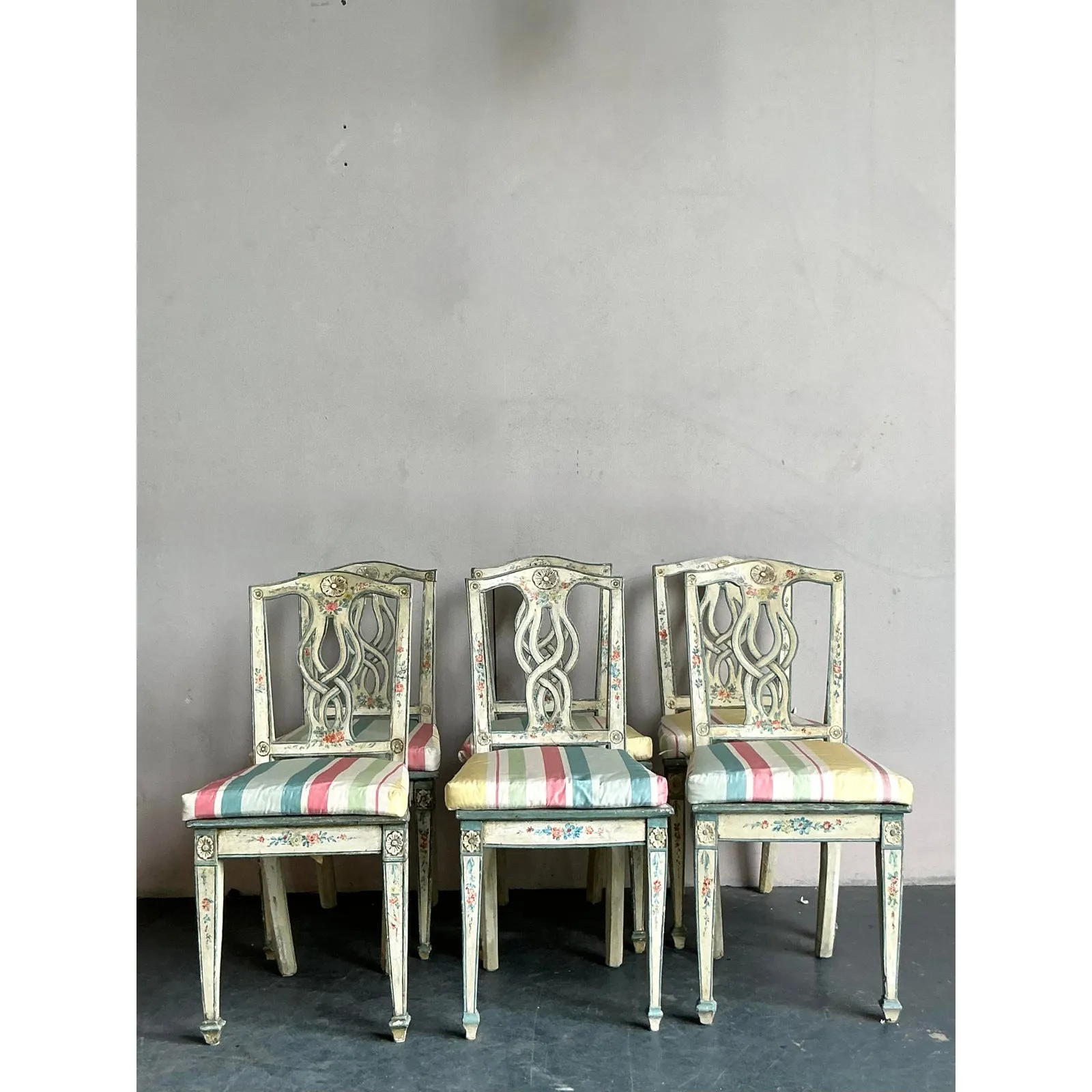 Vintage Regency Hand Painted Cane Dining Chairs - Set of 6 — additional photo 3