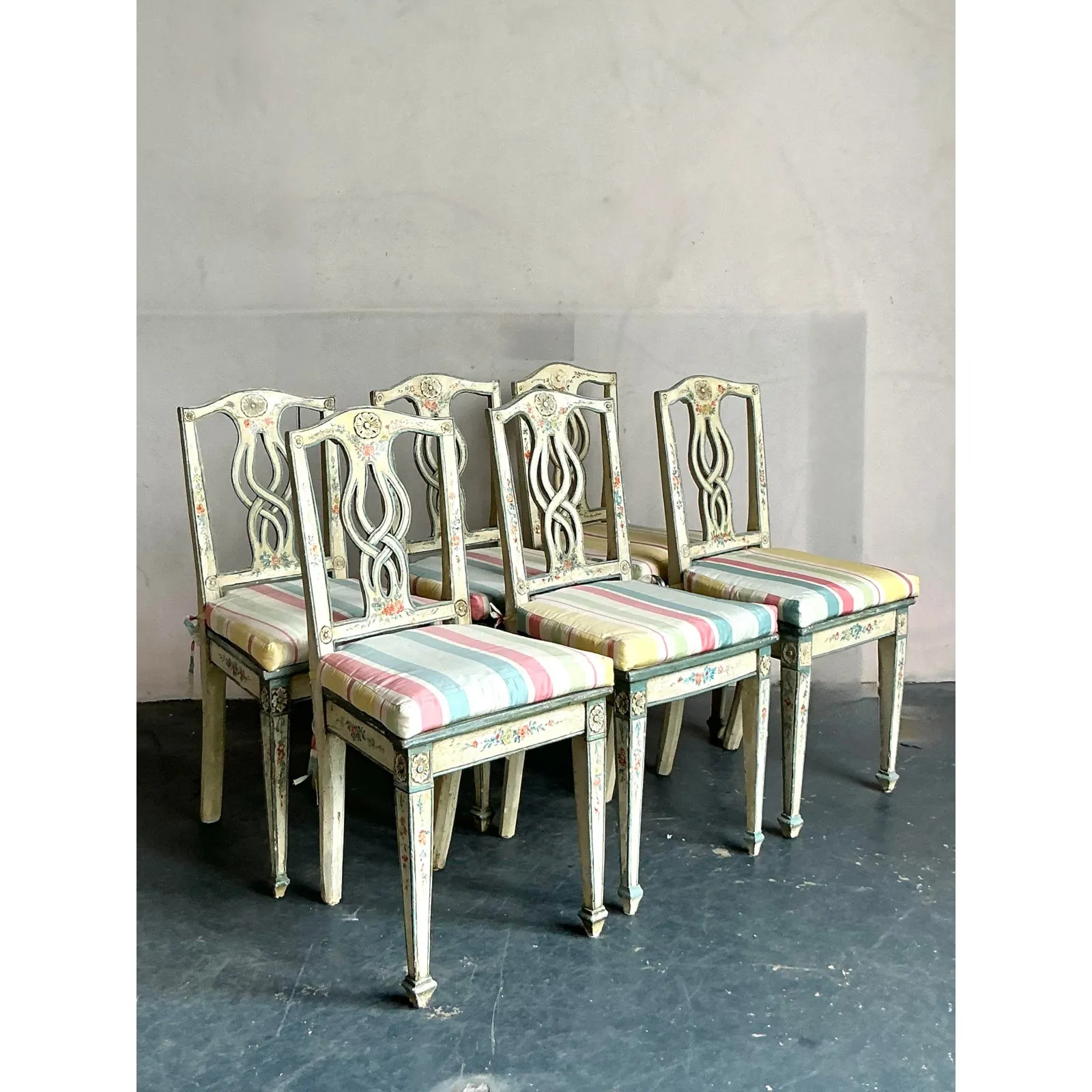 Vintage Regency Hand Painted Cane Dining Chairs - Set of 6 — additional photo 4