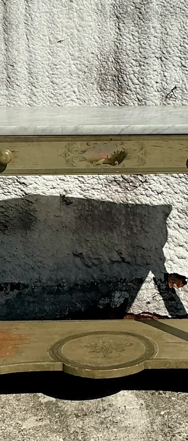 Vintage Regency Hand Painted Crest Stone Top Table