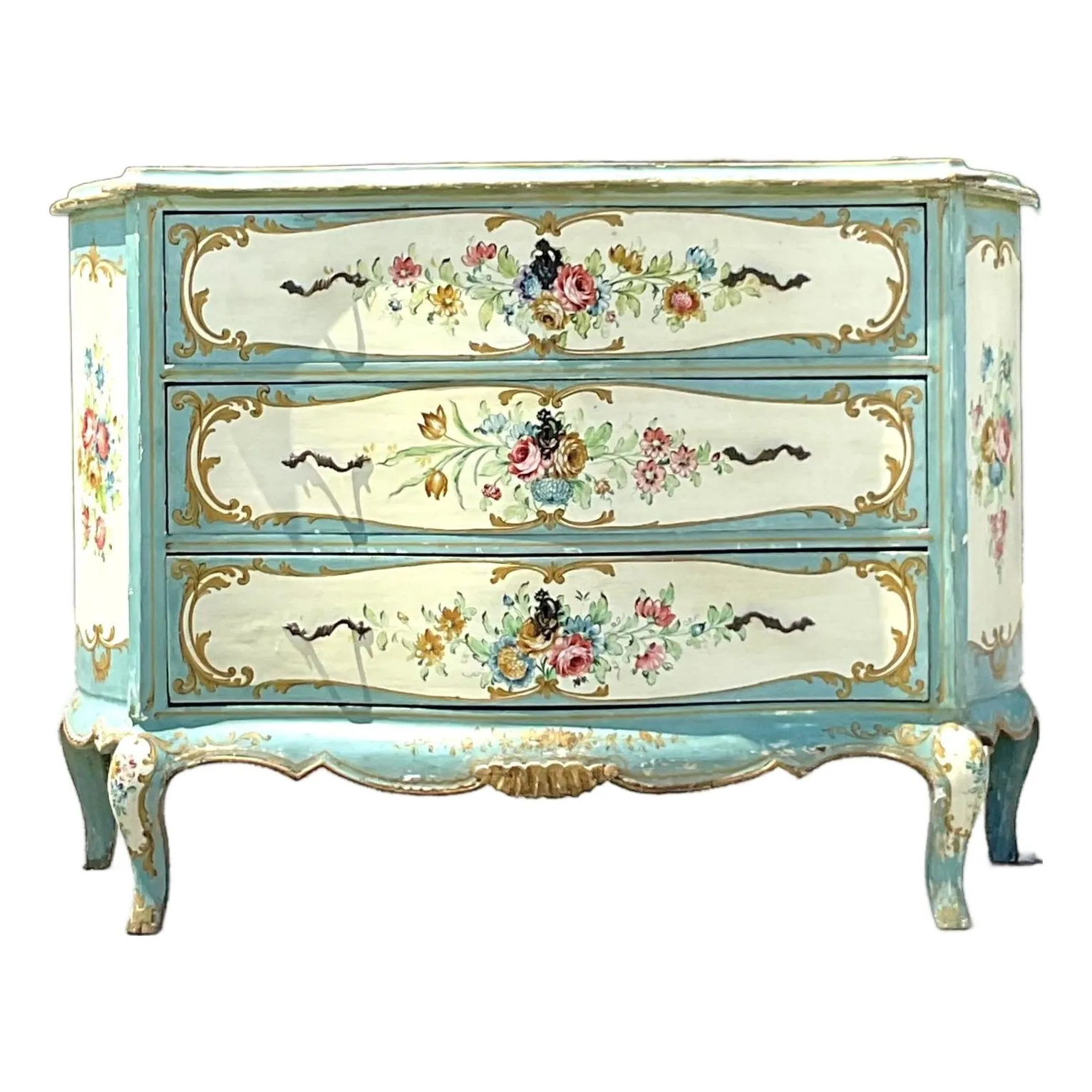 Vintage Regency Hand Painted Floral Chest of Drawers — additional photo 1