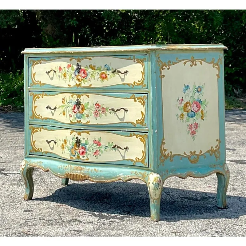 Vintage Regency Hand Painted Floral Chest of Drawers — additional photo 6