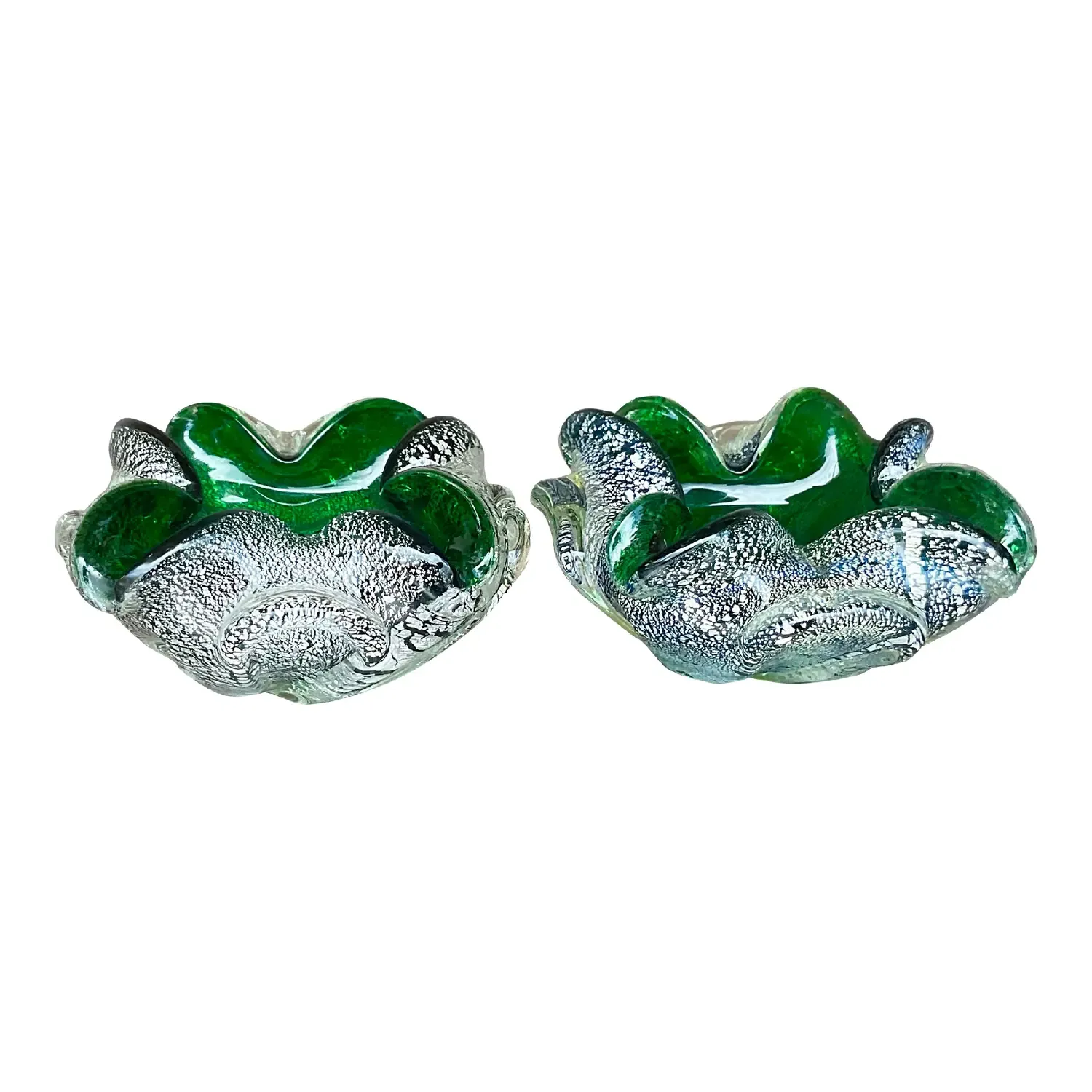 Vintage Regency Italian Glass Bowls After Murano- Set of 2