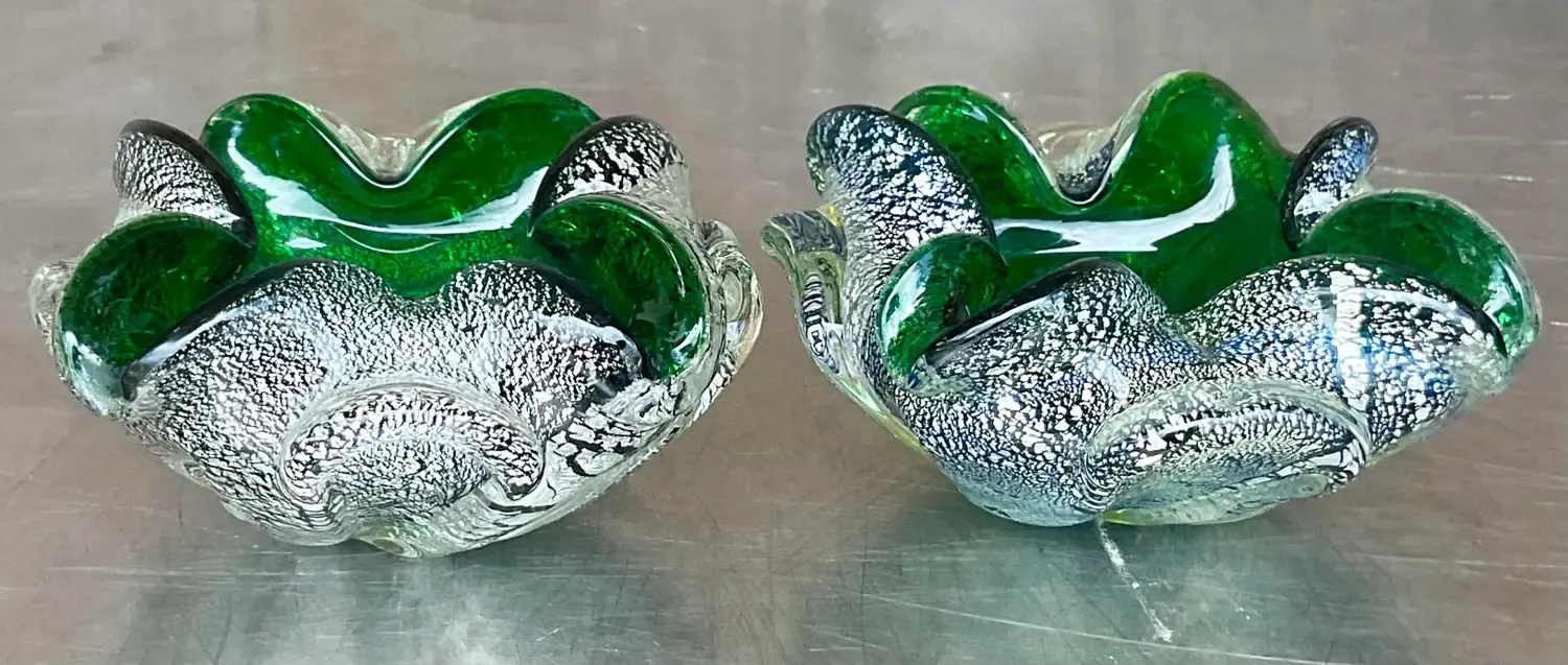 Vintage Regency Italian Glass Bowls After Murano- Set of 2 — additional photo 2