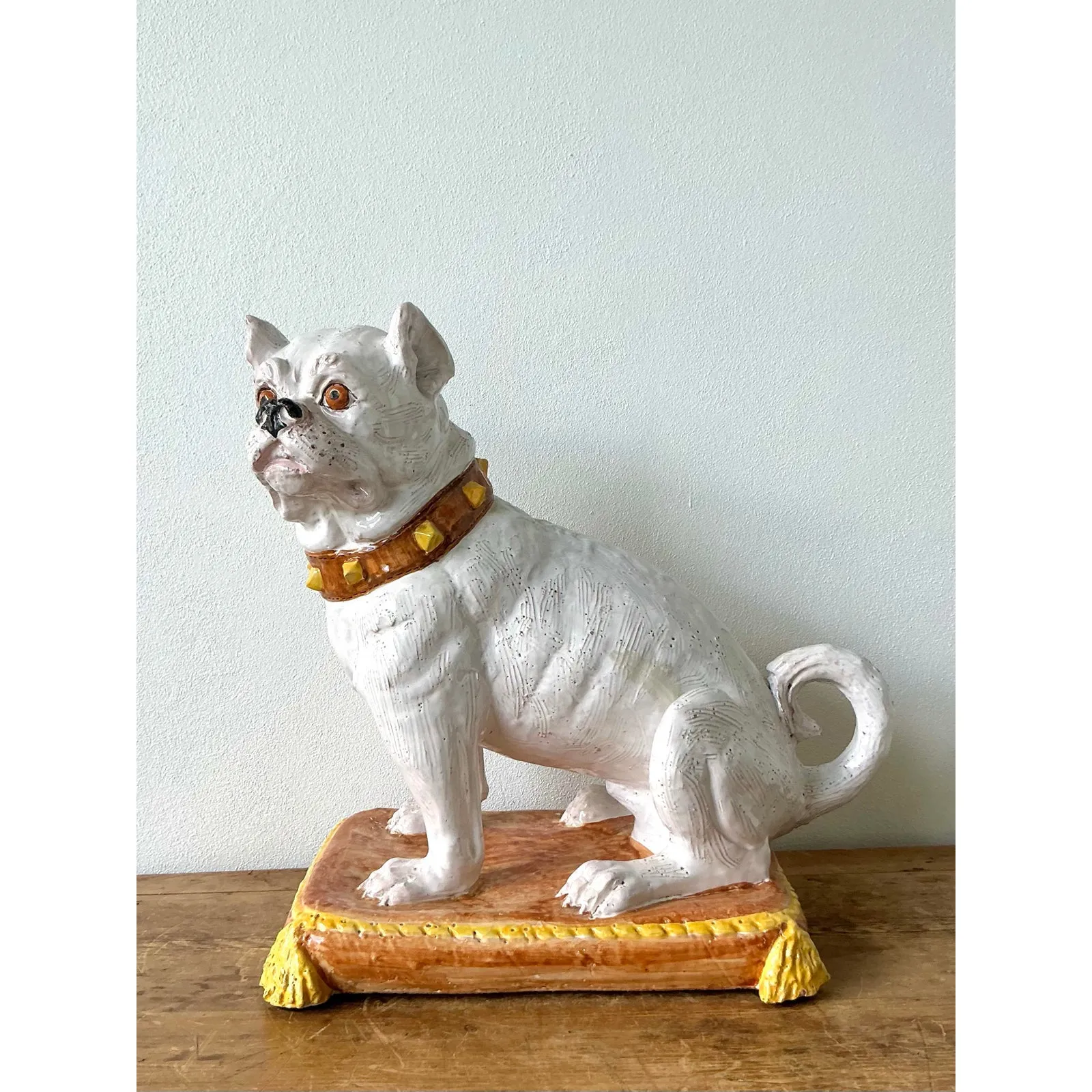 Vintage Regency Italian Glazed Ceramic Dog