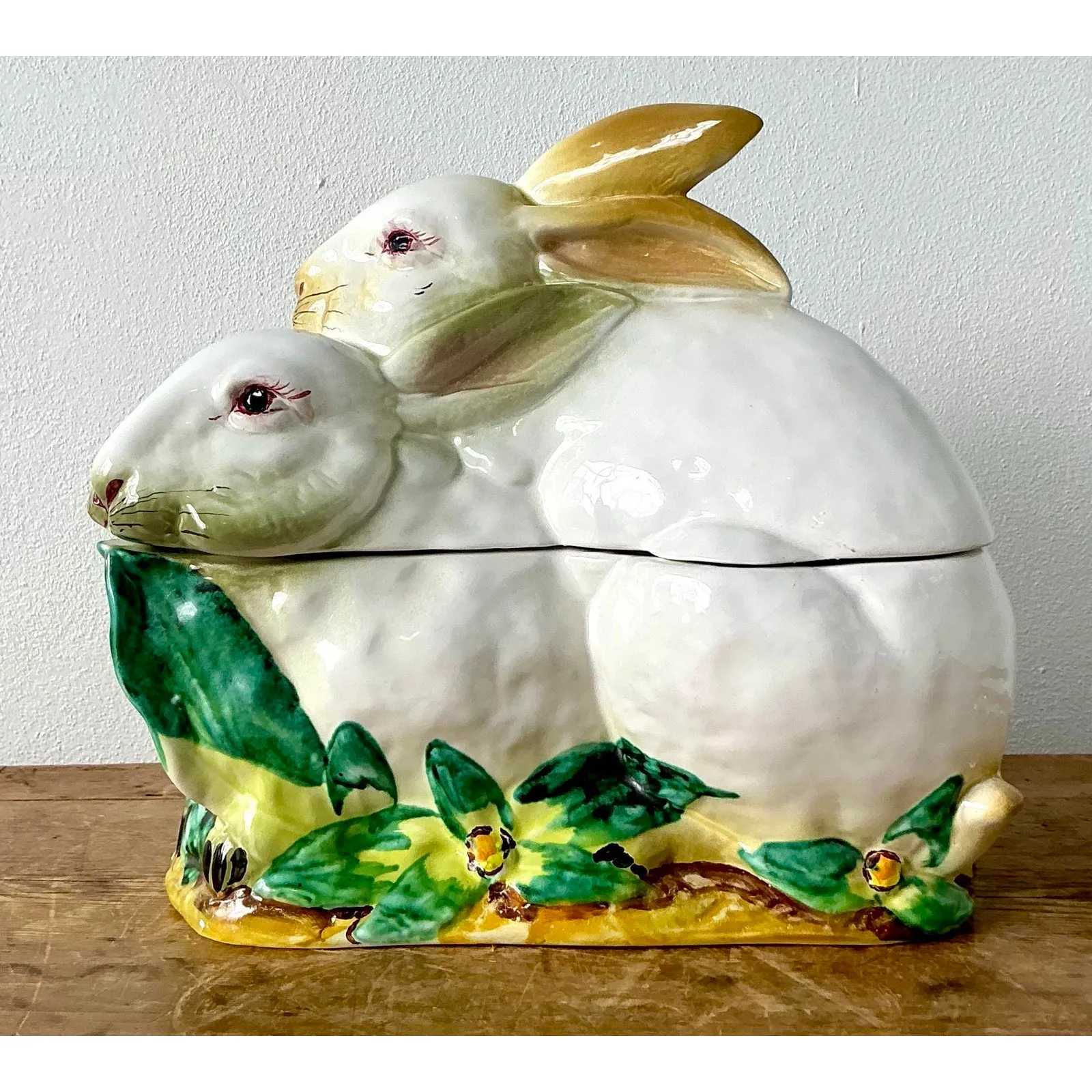 Vintage Regency Italian Glazed Ceramic Rabbit Lidded Casserole — additional photo 1