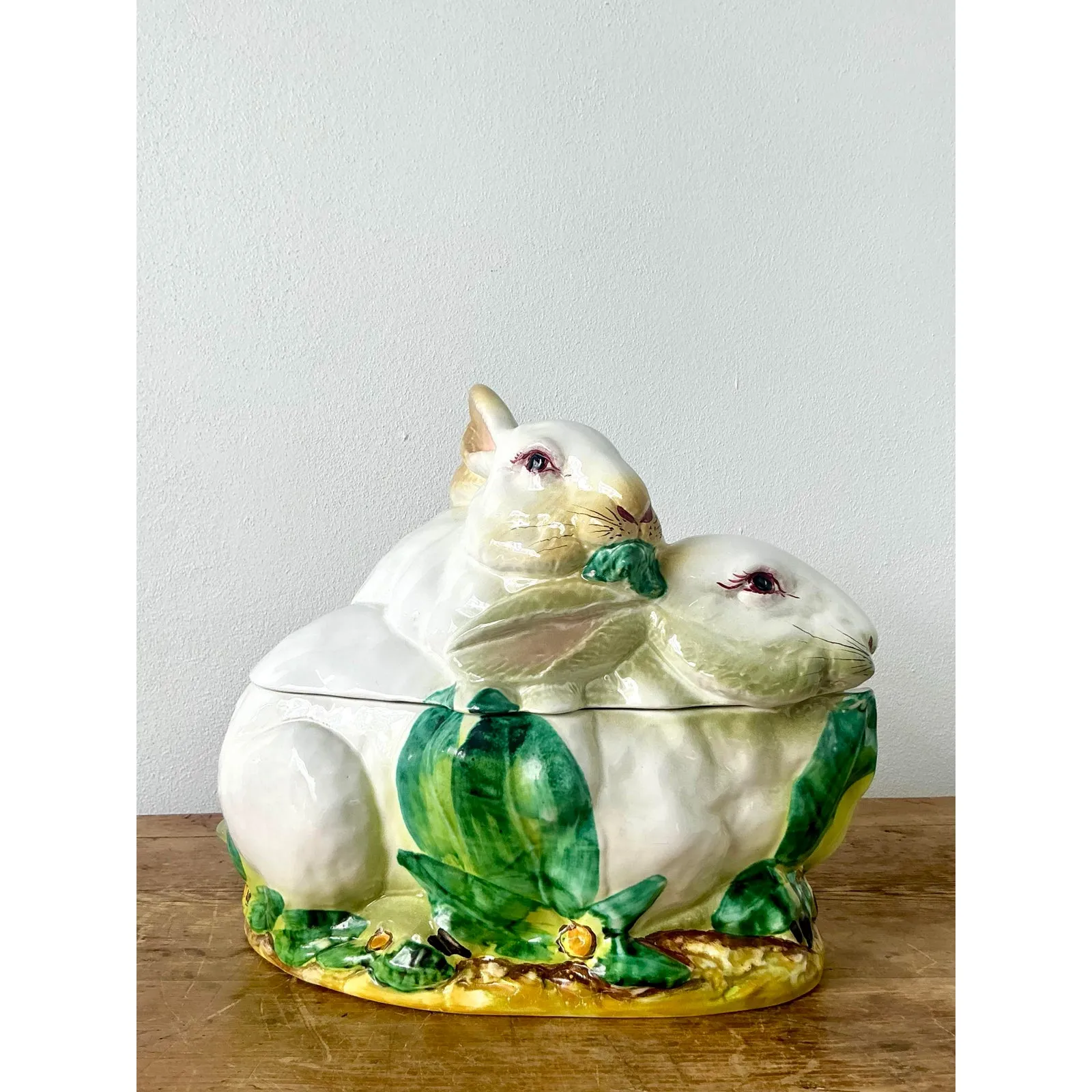 Vintage Regency Italian Glazed Ceramic Rabbit Lidded Casserole — additional photo 2