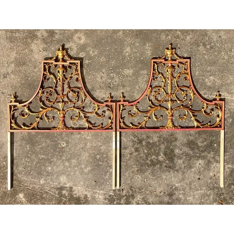 Vintage Regency Italian Palladio Gilt Twin Metal Headboards. - a Pair — additional photo 5
