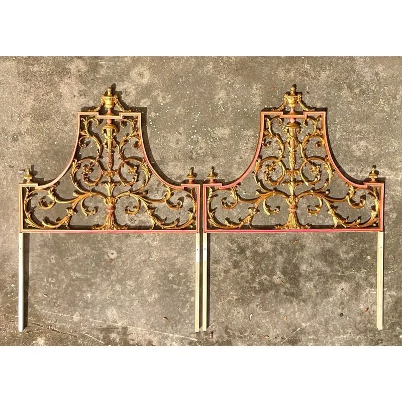 Vintage Regency Italian Palladio Gilt Twin Metal Headboards. - a Pair — additional photo 6