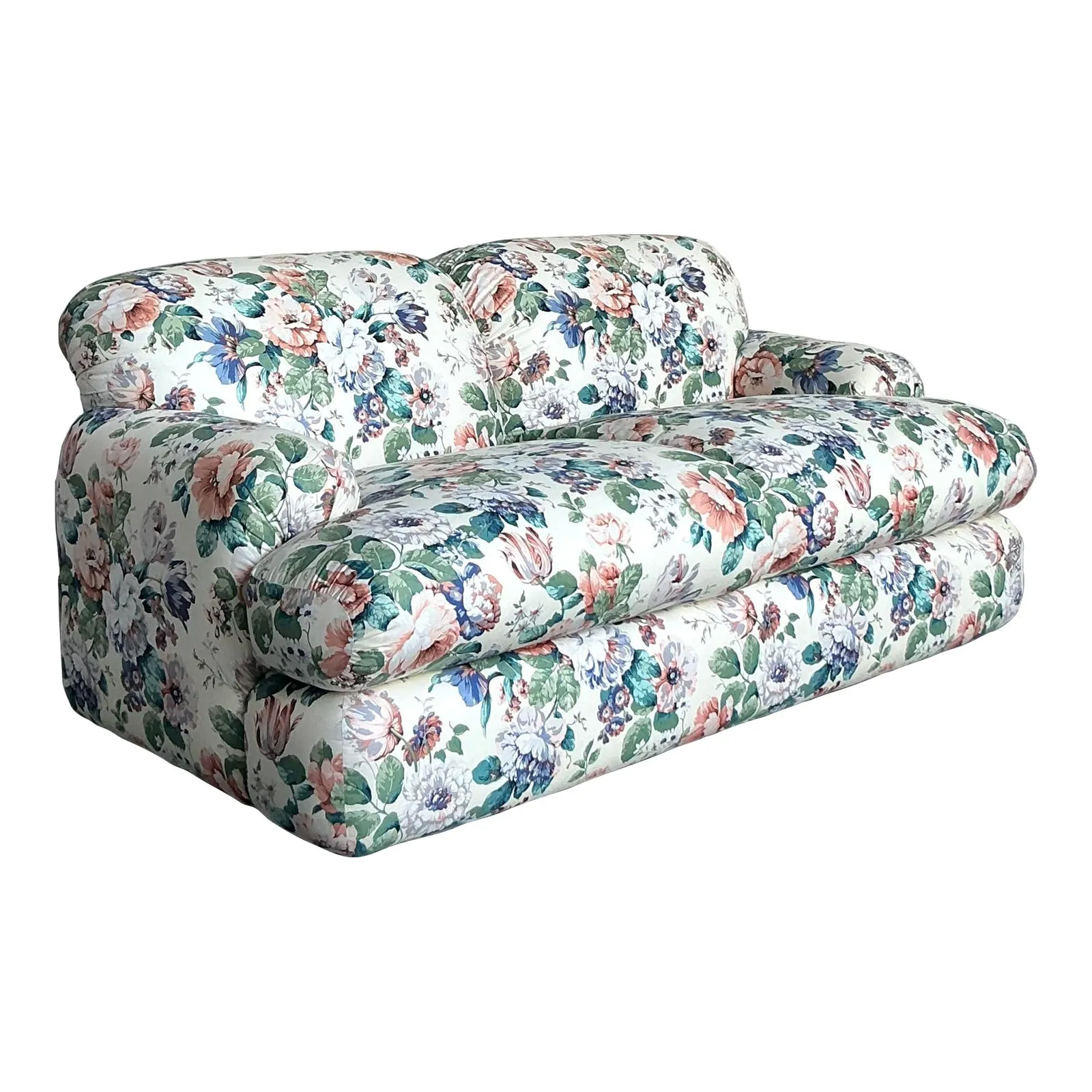 Vintage Regency Judith Norman Printed Floral Loveseat — additional photo 1